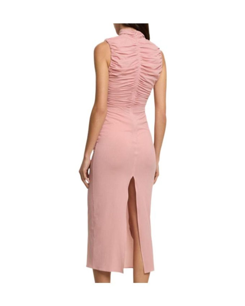 Magda Butrym Pink Silk Sheer Roses Detail Midi Dress