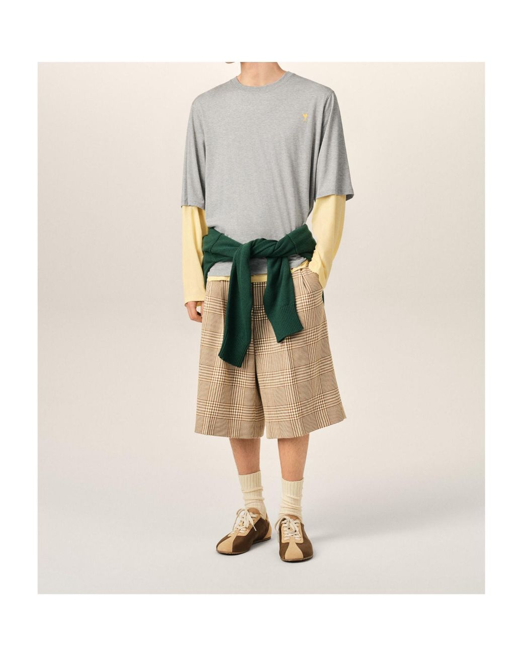 AMI Natural Apos;S Cotton Ami De Coeur Layered Long-Sleeve T-Shirt for men