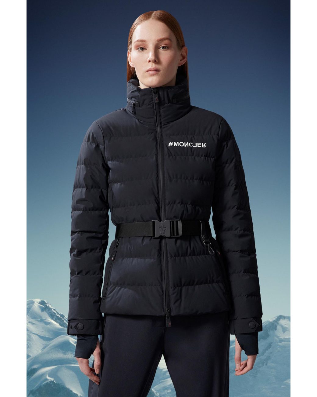 Moncler Black Grenoble Logo Printed Long-Sleeved Jacket