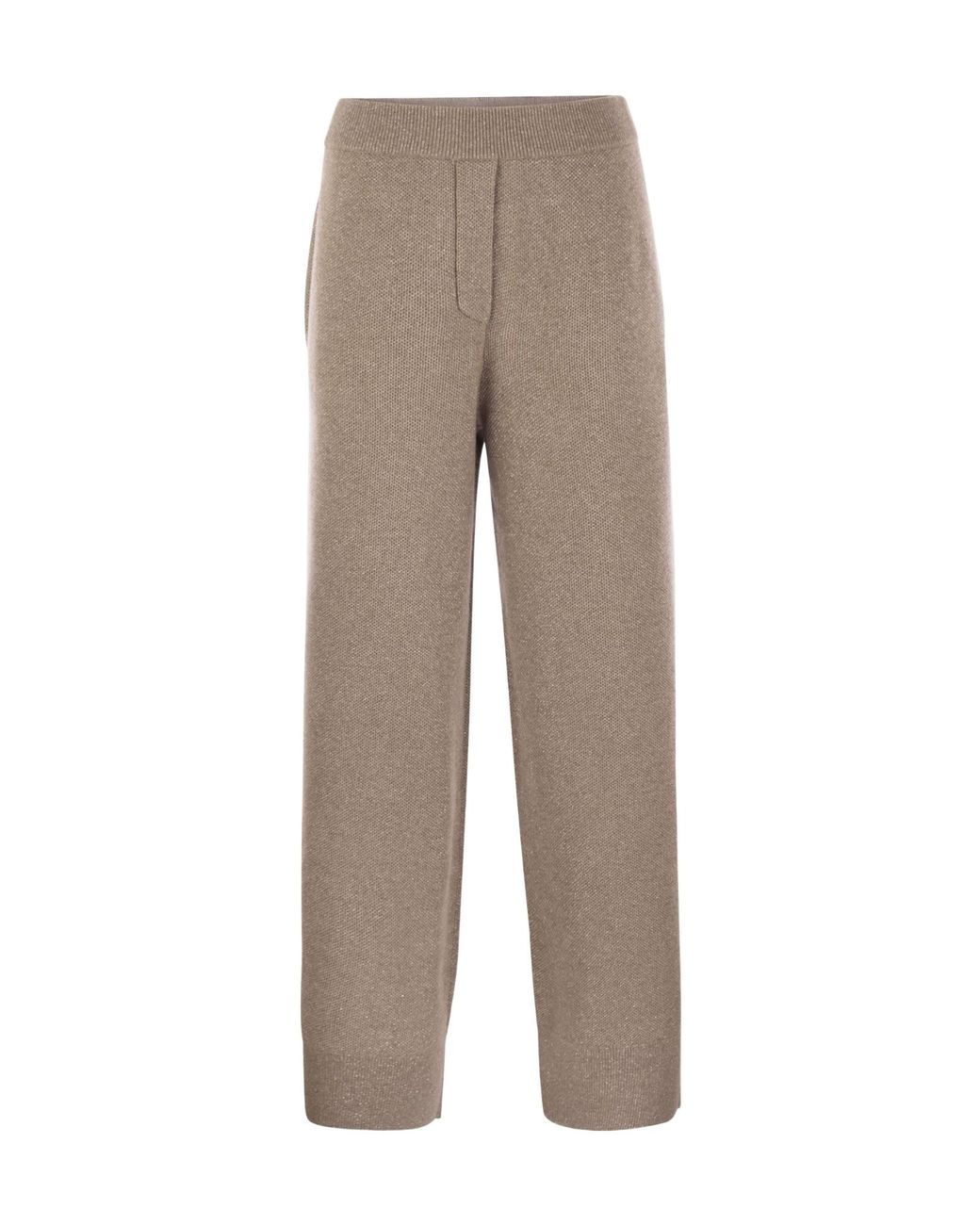 Brunello Cucinelli Gray Straight Leg Knitted Trousers