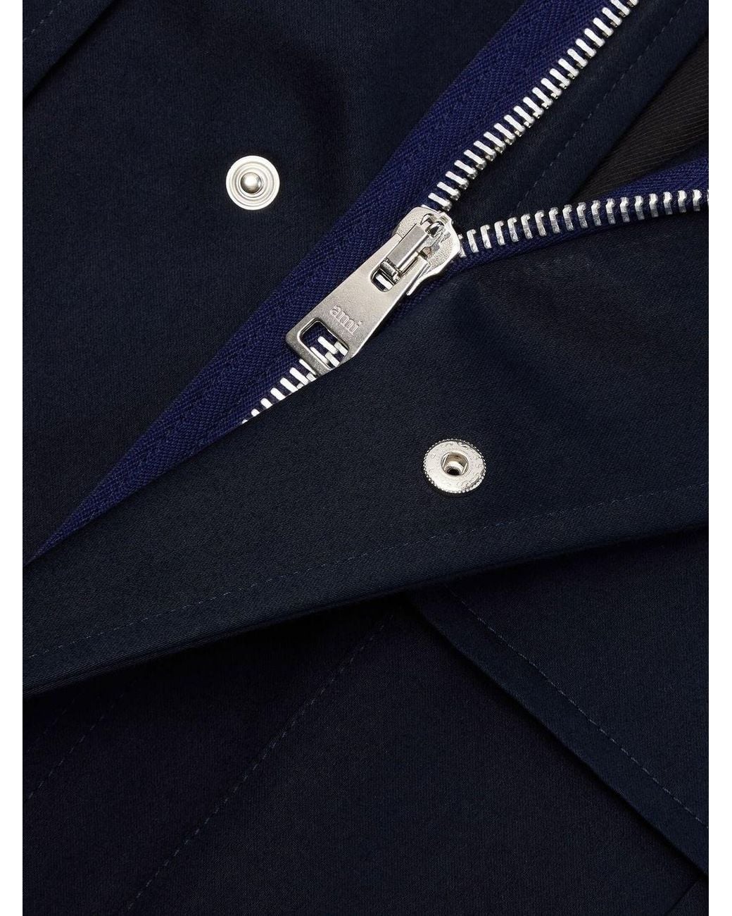 AMI Blue Ami High-Neck Zip-Up Jacket for men
