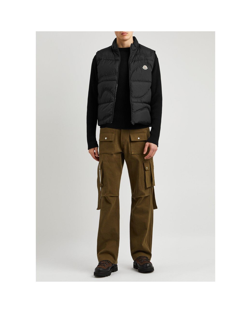 Moncler Black Textured Down Vest for men