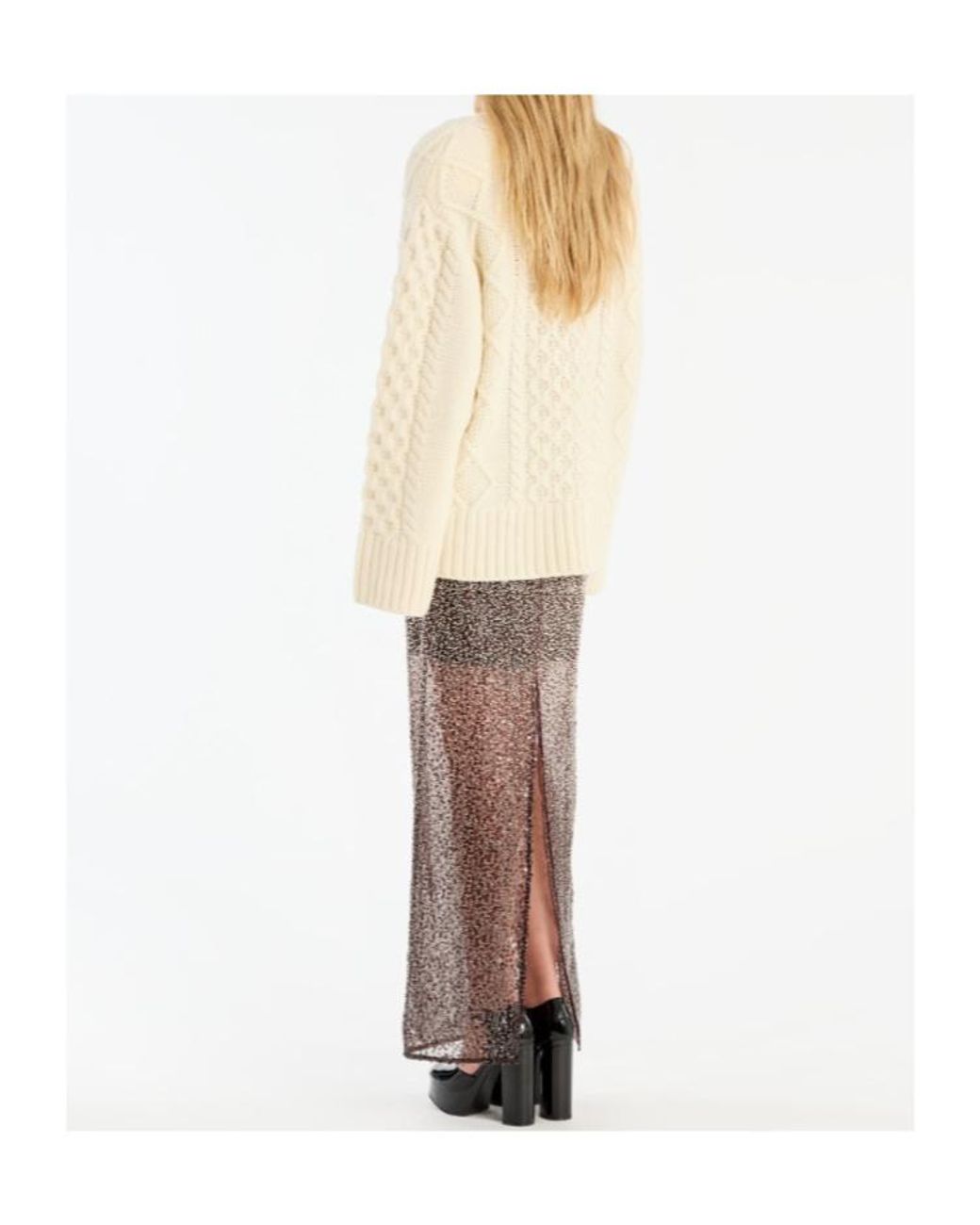 ROTATE BIRGER CHRISTENSEN Gray Sequin Embellished Maxi Skirt