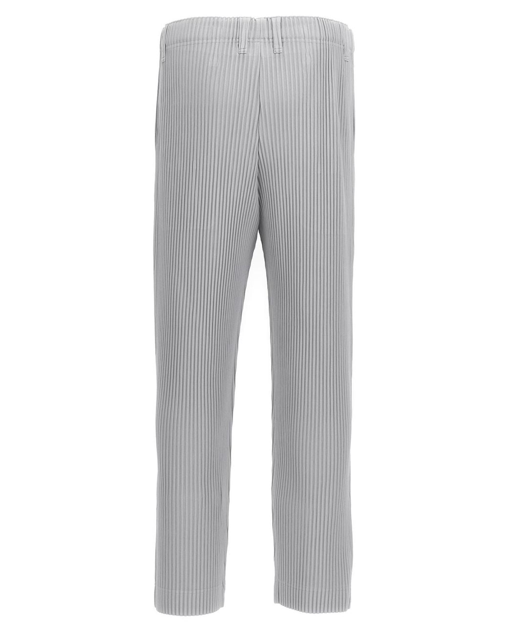 Homme Plissé Issey Miyake Gray Pleated Straight-Leg Trousers for men