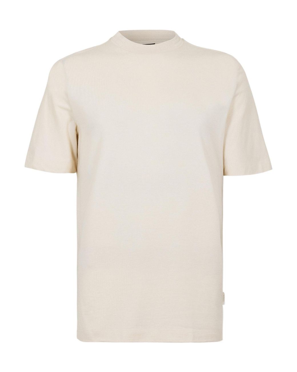 Boss White Cream Mockneck Shortsleeve Tshirt for men