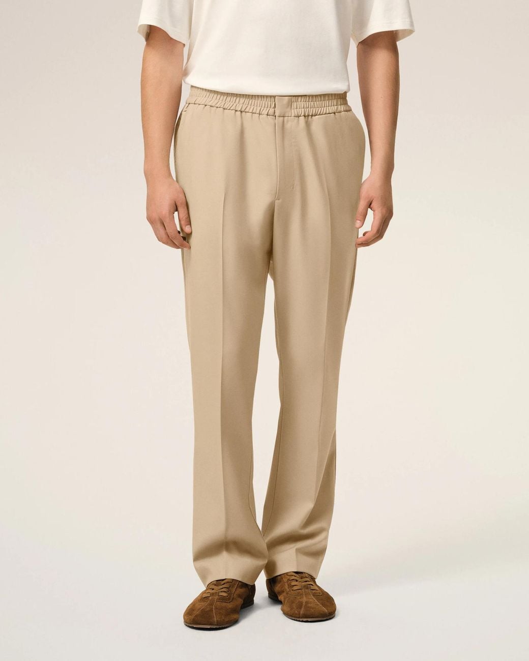 AMI Natural Ami Gabardine Elasticated Waist Trousers for men