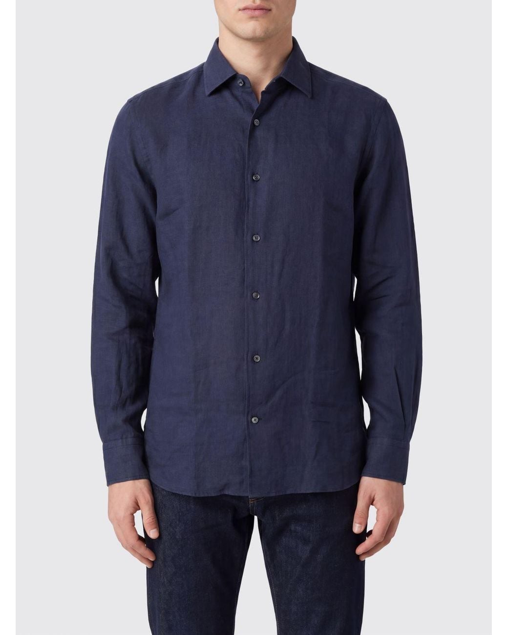 Zegna Blue Long Sleeve Shirt for men