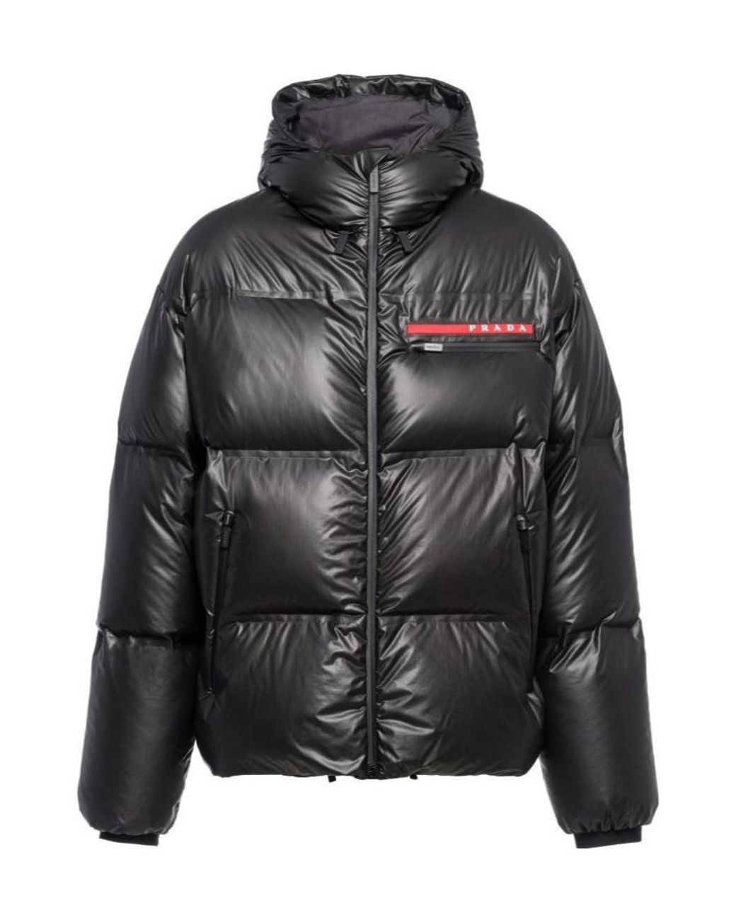 Prada Black Logo-Detailed Zip-Up Padded Jacket for men