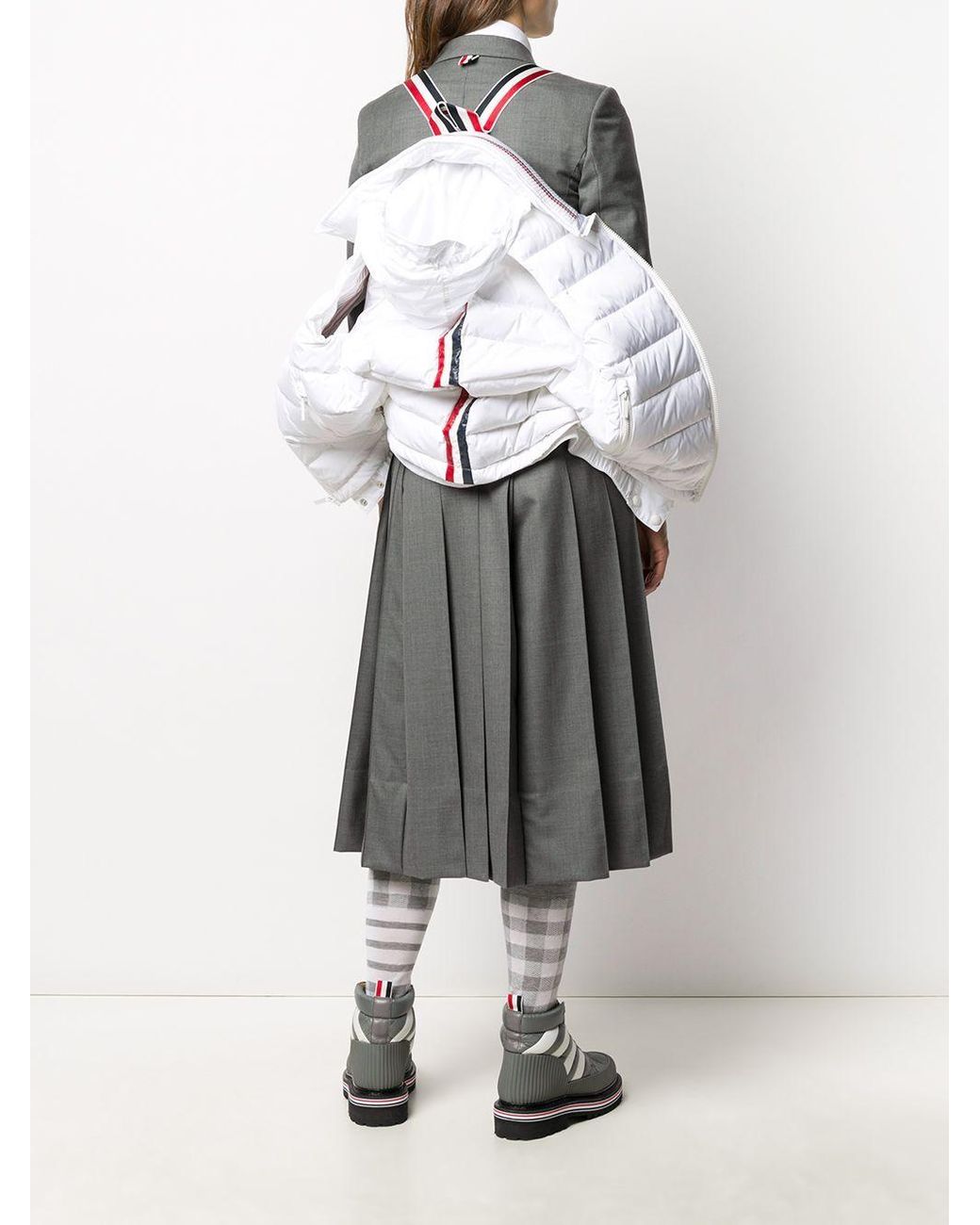 Thom Browne White Rear Stripe Padded Gilet