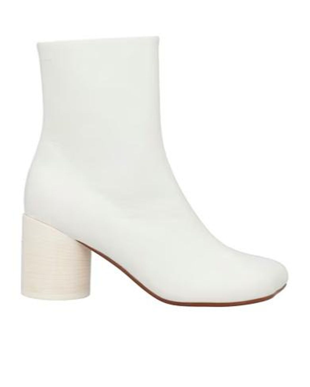 MM6 by Maison Margiela White Minimalist Square-Toe Ankle Boots
