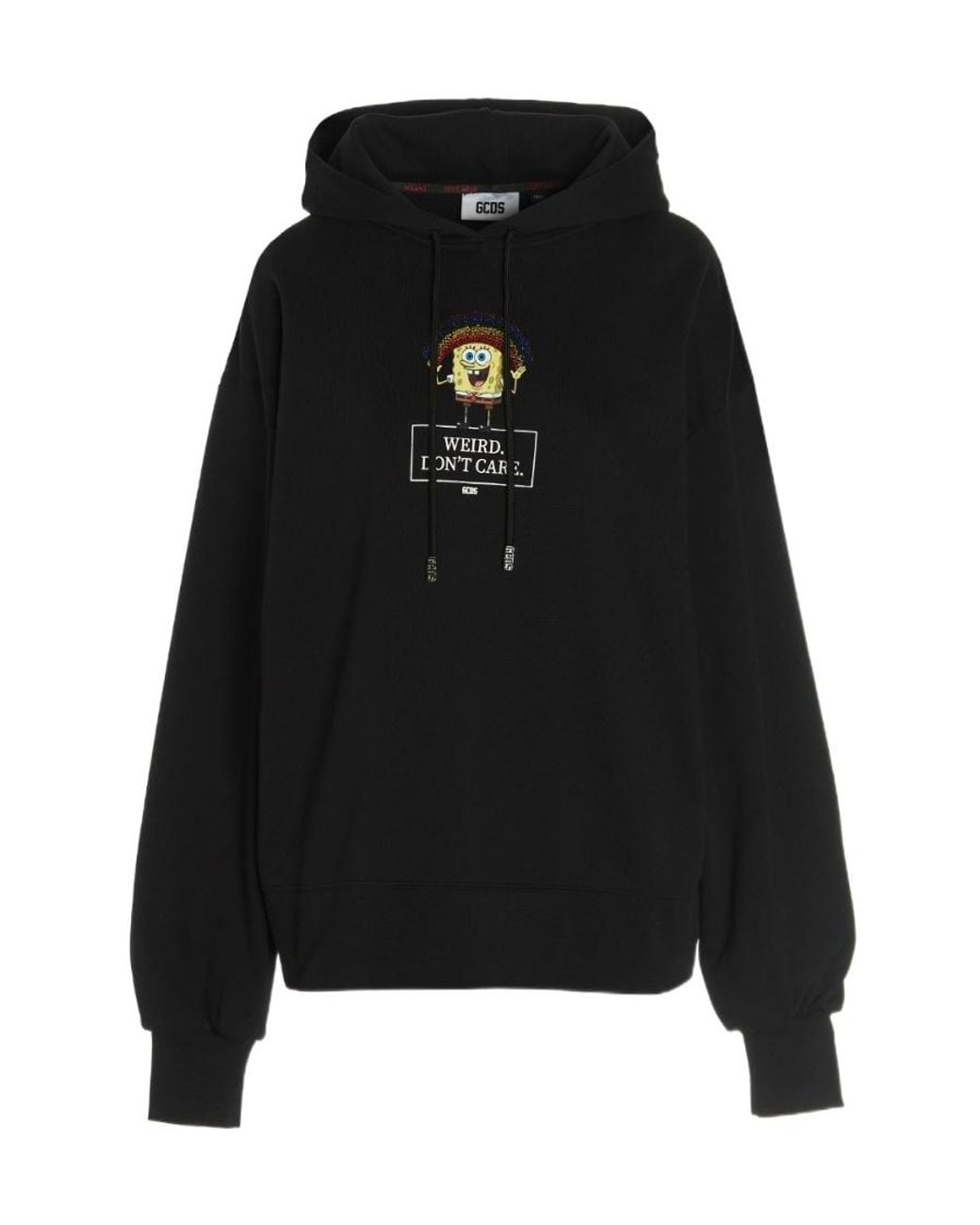 Gcds Black X Spongebob Graphic Printed Drawstring Hoodie
