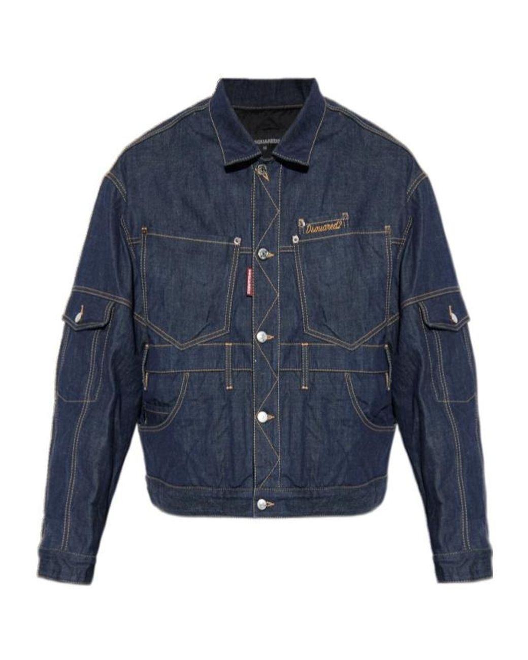 DSquared² Blue Logo Embroidered Denim Jacket for men