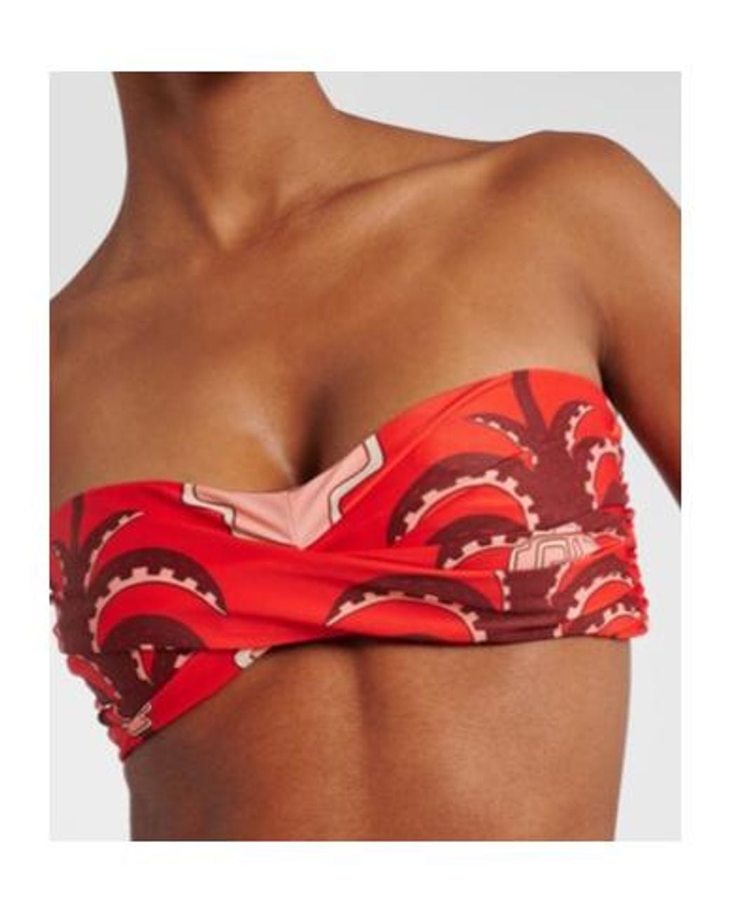 Johanna Ortiz Red Printed Bikini Top