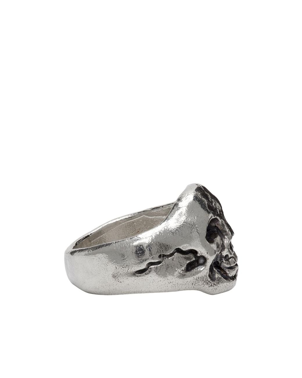 Our Legacy Metallic Sculpted Skull Ring for men
