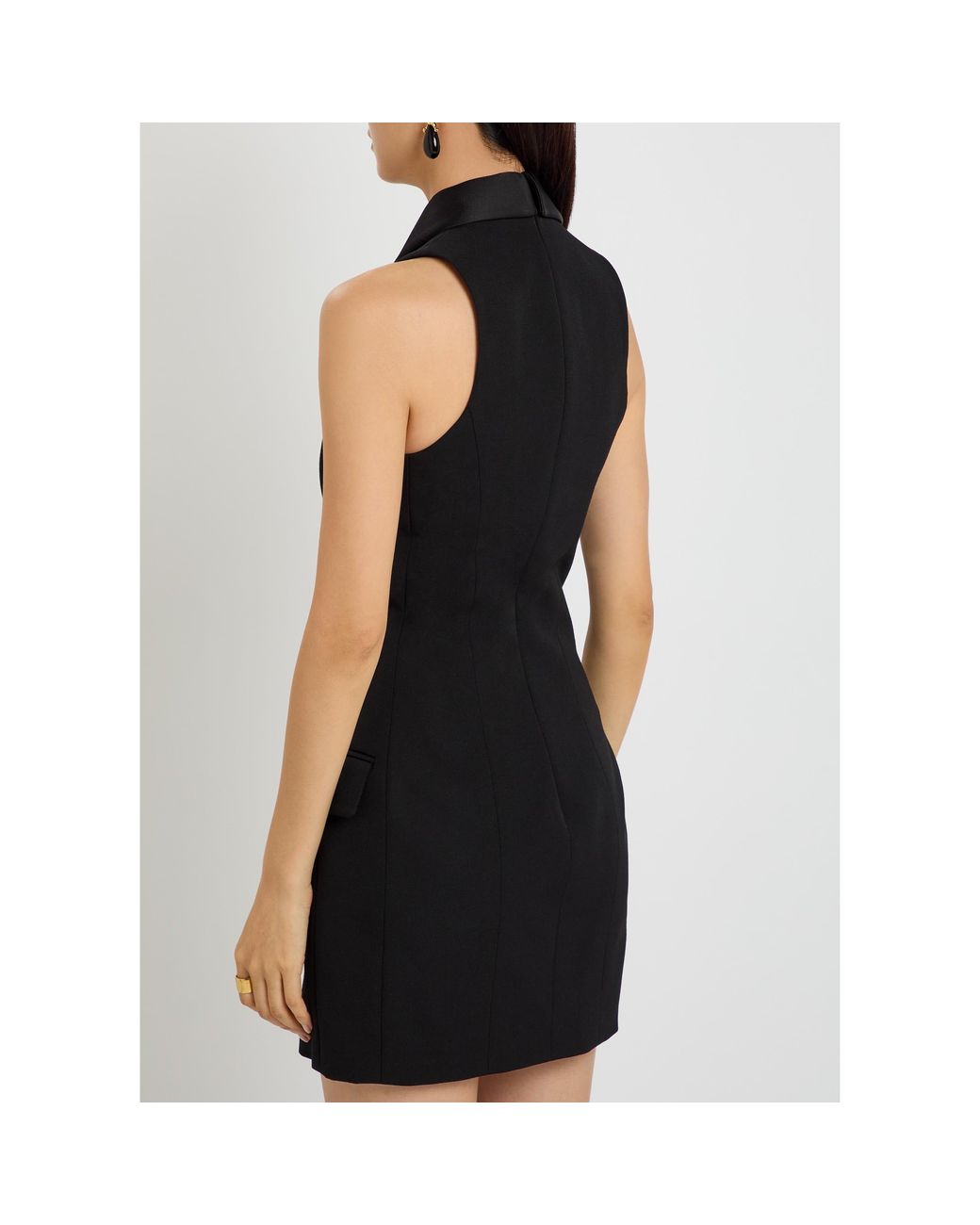 Balmain Black V-Neck Satin Dress