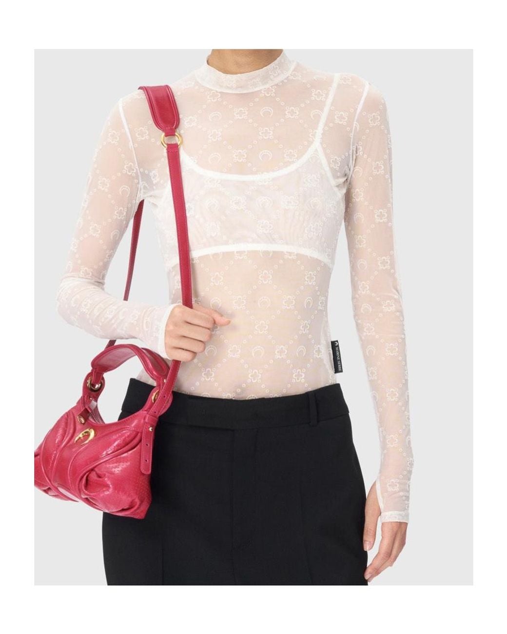 MARINE SERRE White Second Skin Semi-Sheer Top