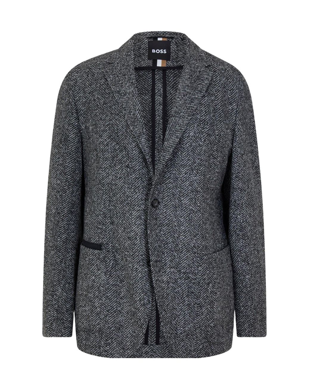 Boss Gray Single-Breasted Blazer for men