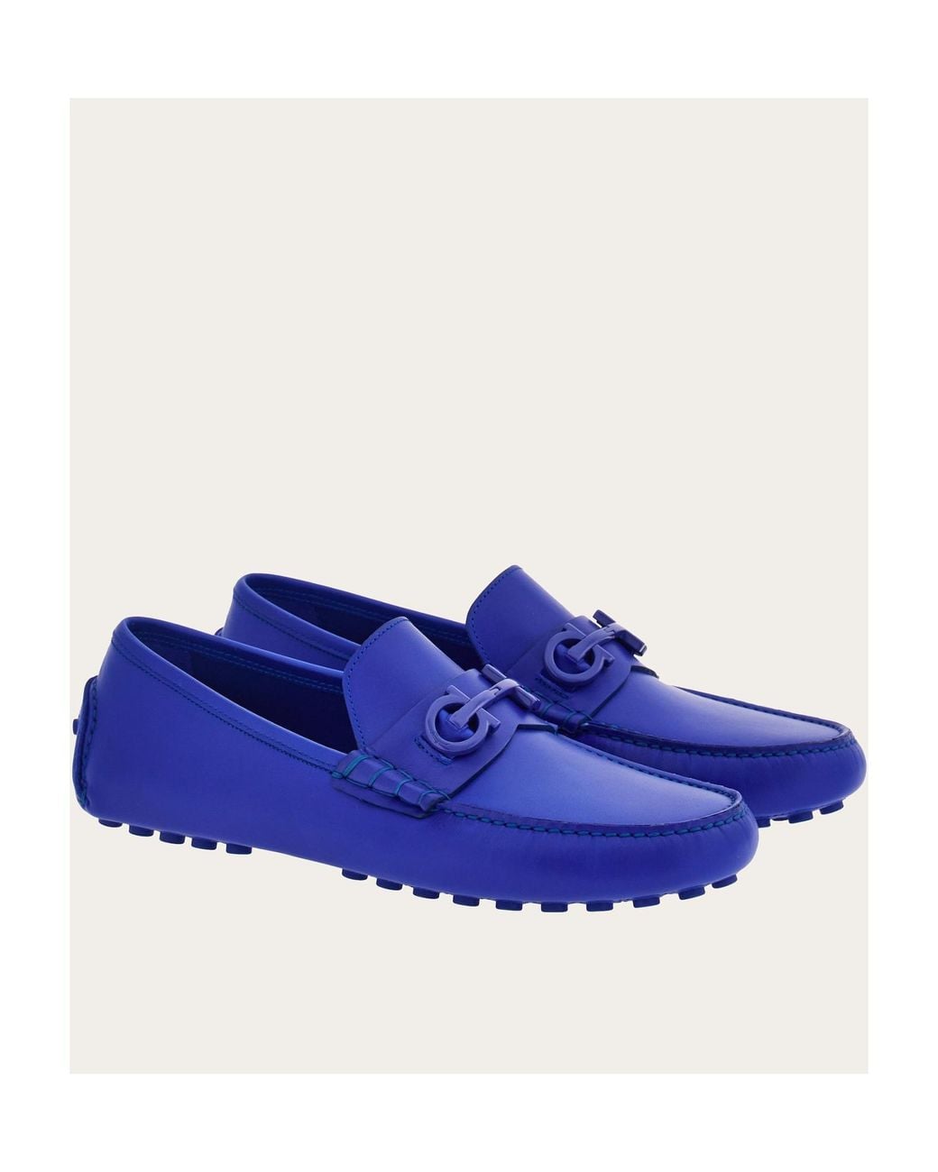 Ferragamo Blue Round-Headed Love Shoes for men
