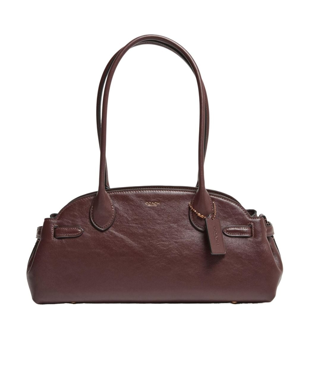 COACH Brown Empire Carryall 34 Glazed Leather Shoulder Bag