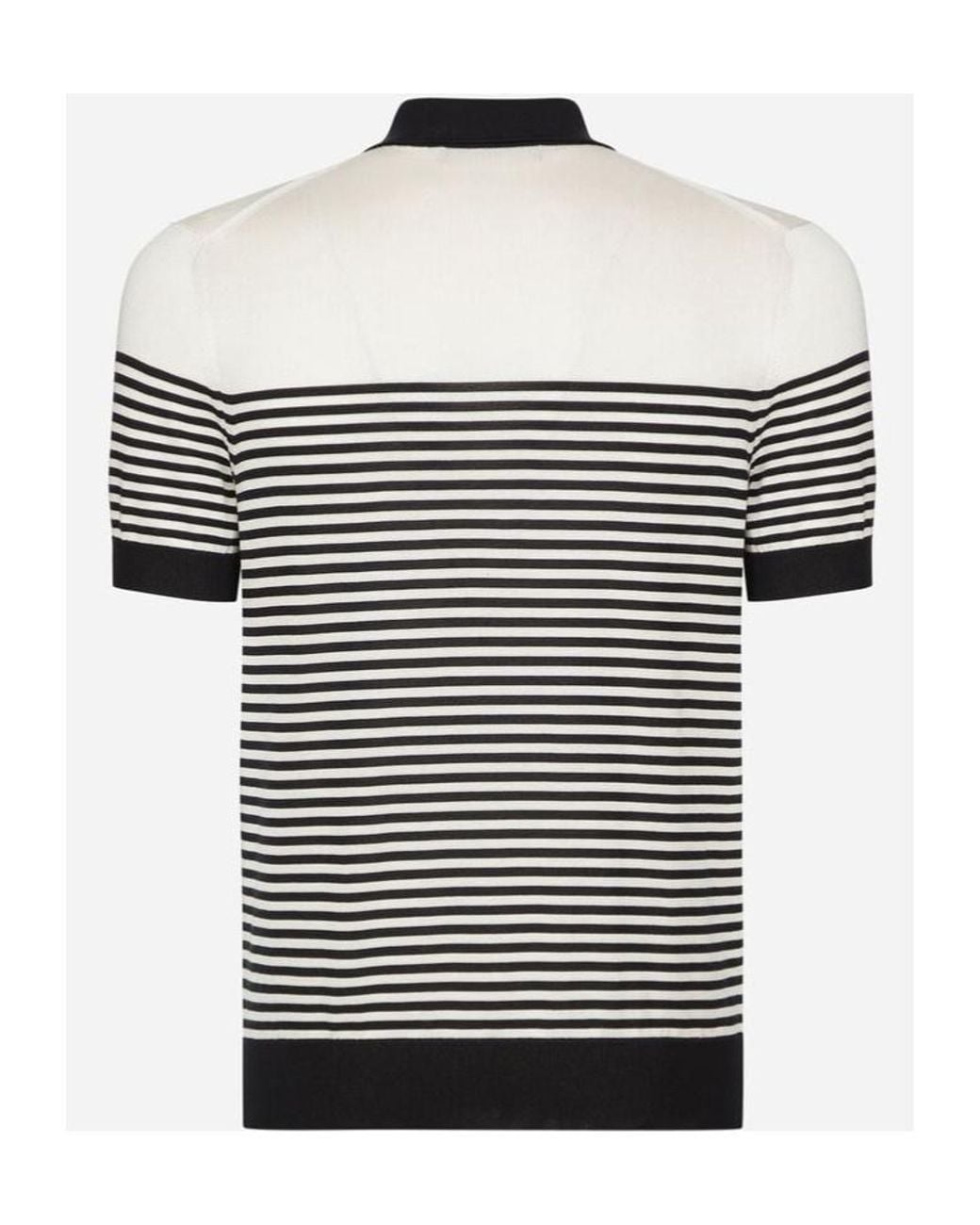 Dolce & Gabbana Black Dg Patch Striped Knitted Polo Shirt for men