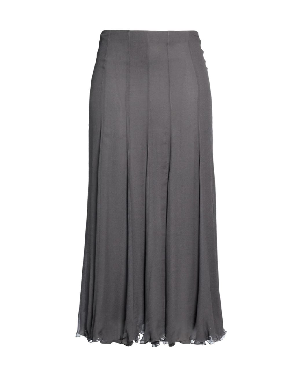 Chloé Gray Solid-Color Chiffon Midi Skirt
