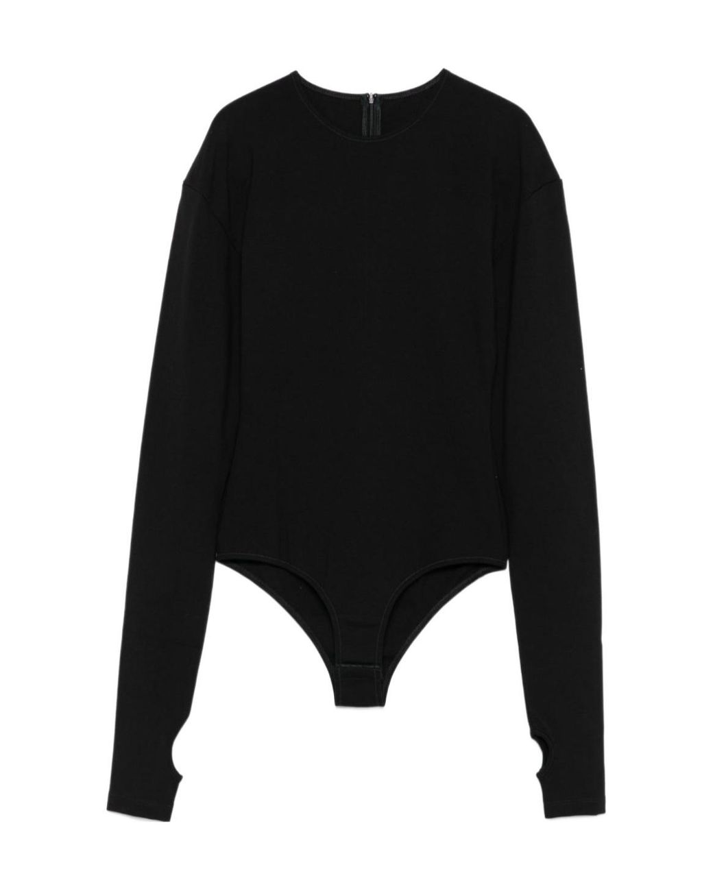 MM6 by Maison Margiela Black Long-Sleeved Crewneck Bodysuit
