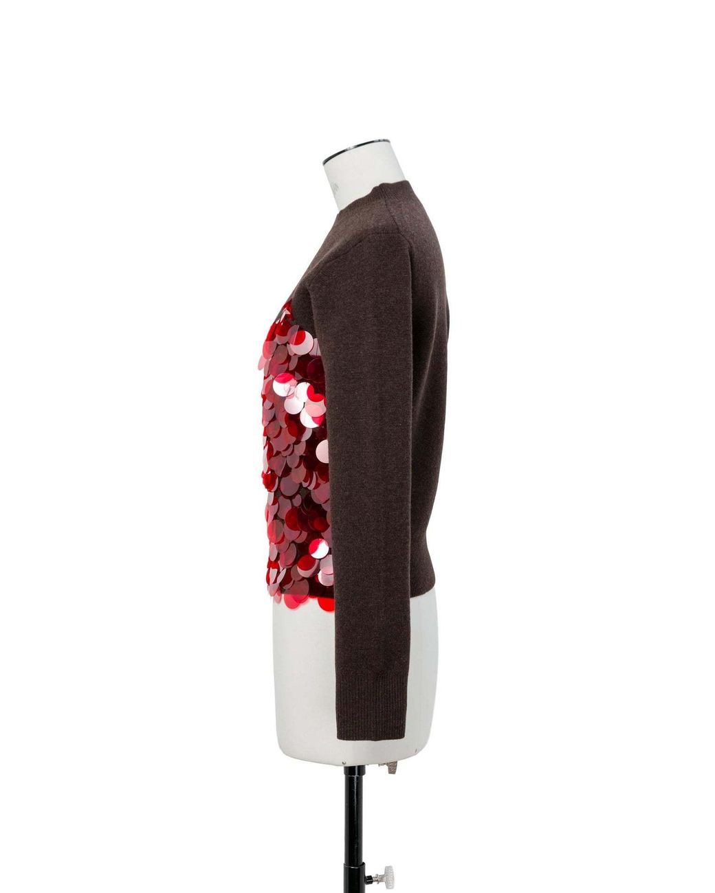 Sacai Red Sequin Embroidery X Wool Knit Pullover