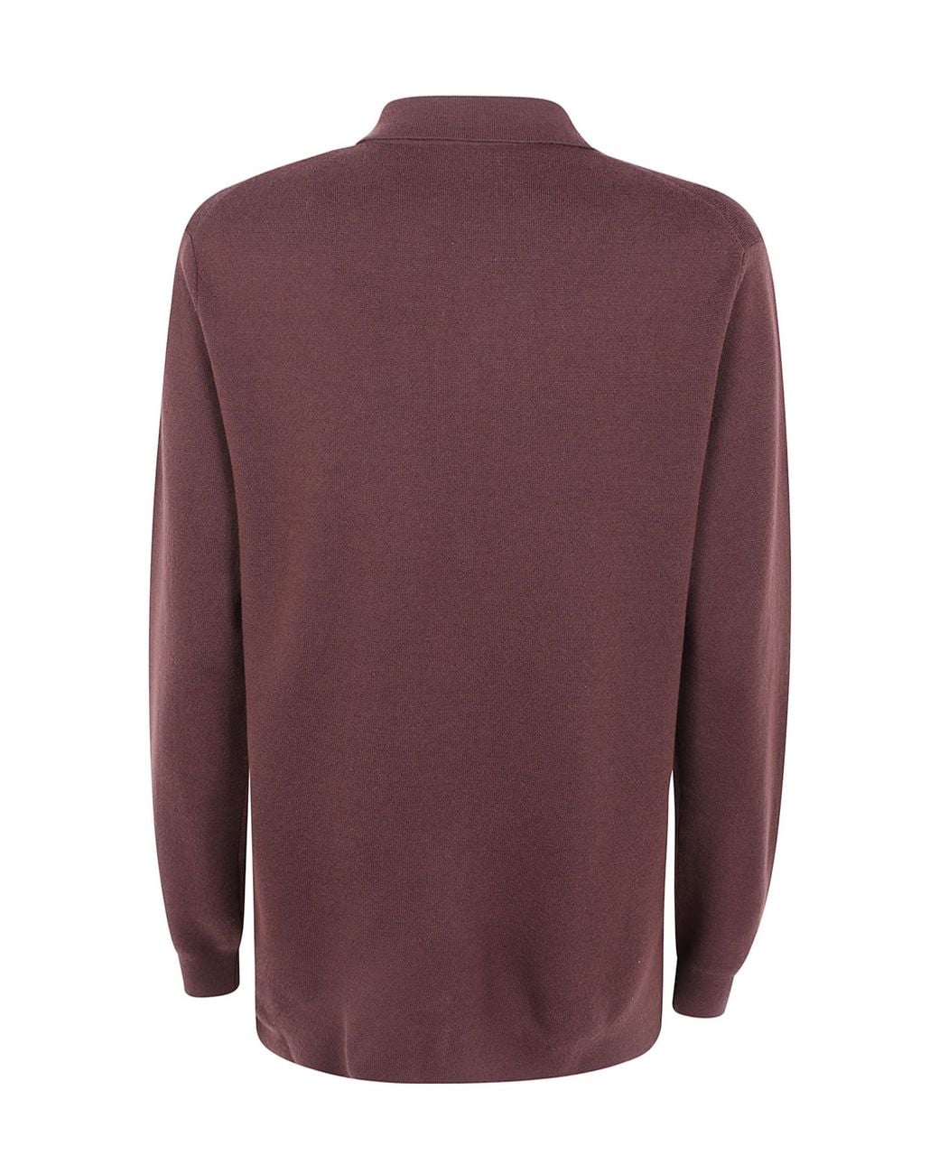Aspesi Purple Polo Collar Buttoned Cardigan
