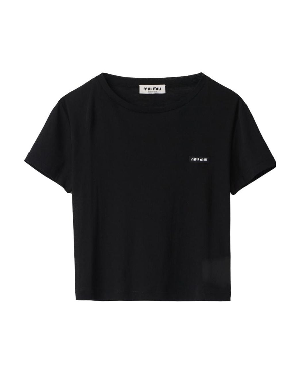 Miu Miu Logo-Appliqué Cotton T-Shirt in Black | Lyst