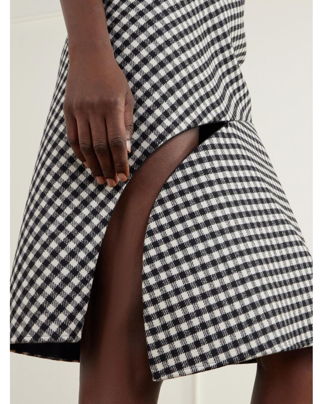Jean Paul Gaultier Black Checked Midi Skirt