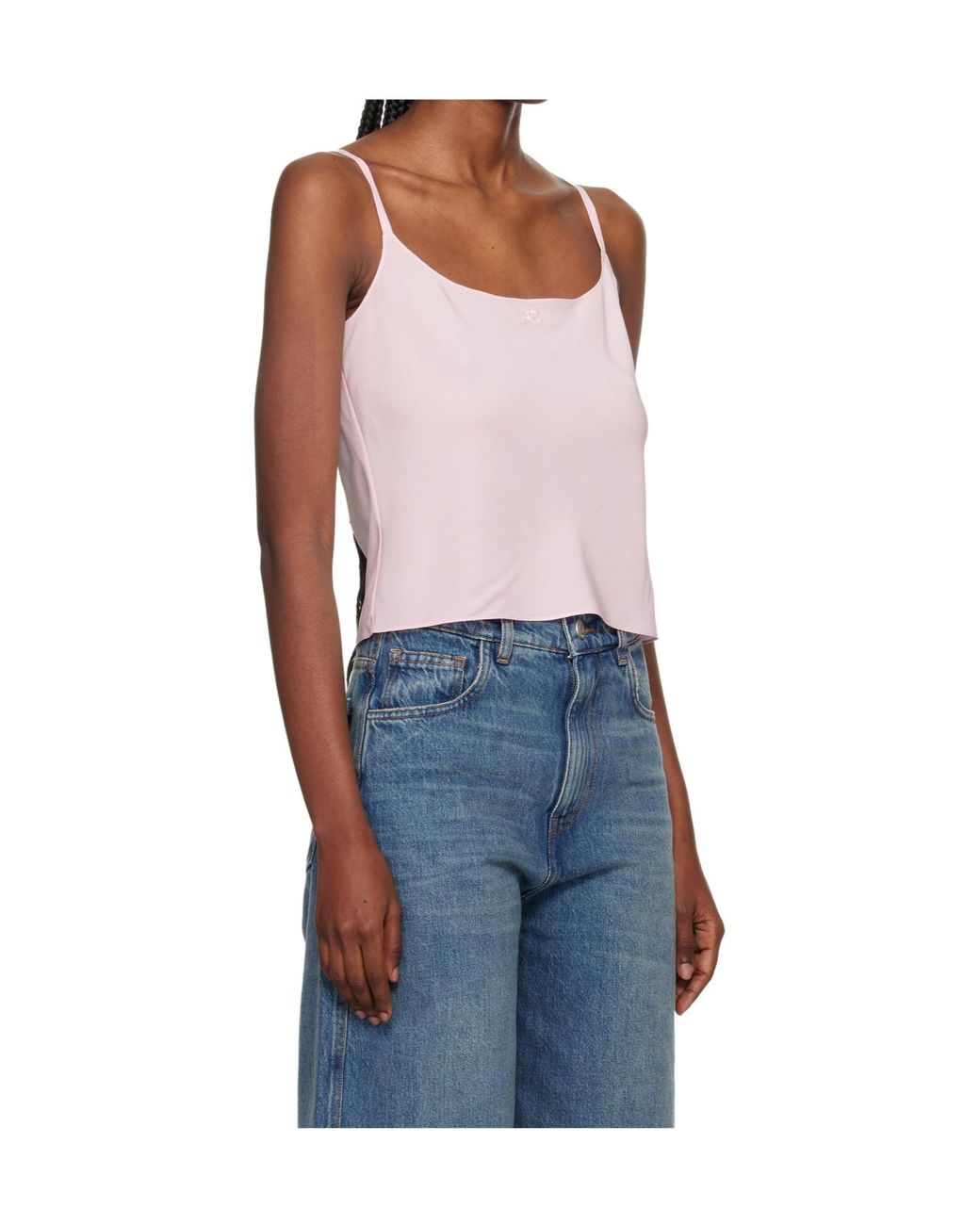 Courreges Pink Embroidered Logo Tank Top