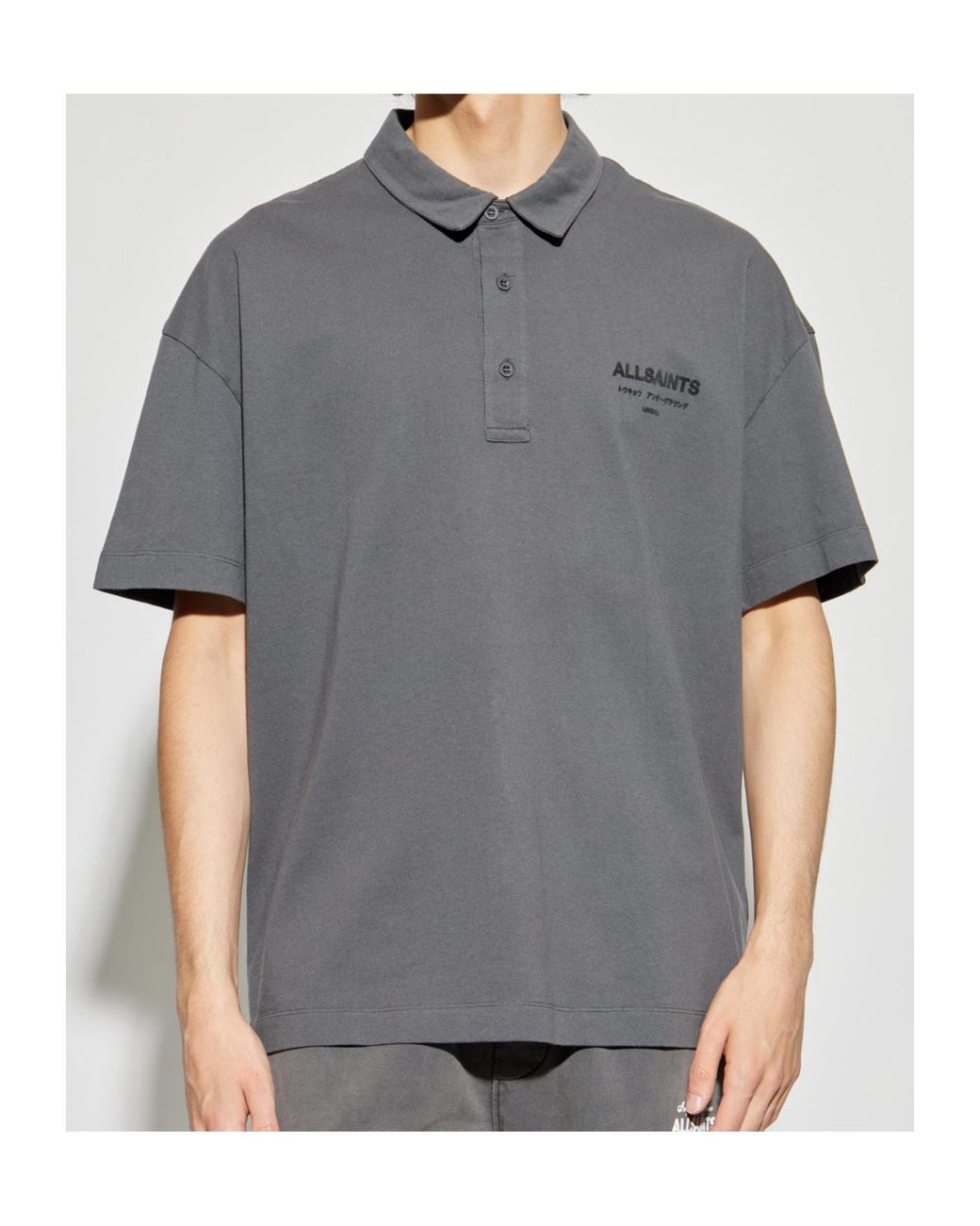 AllSaints Gray Logo Polo Shirt for men