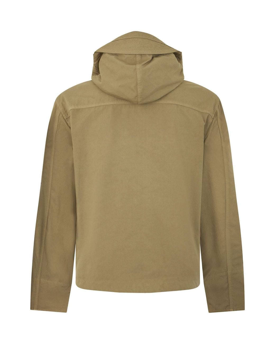C P Company Green Twill Vest-Lined Hooded Jacket for men