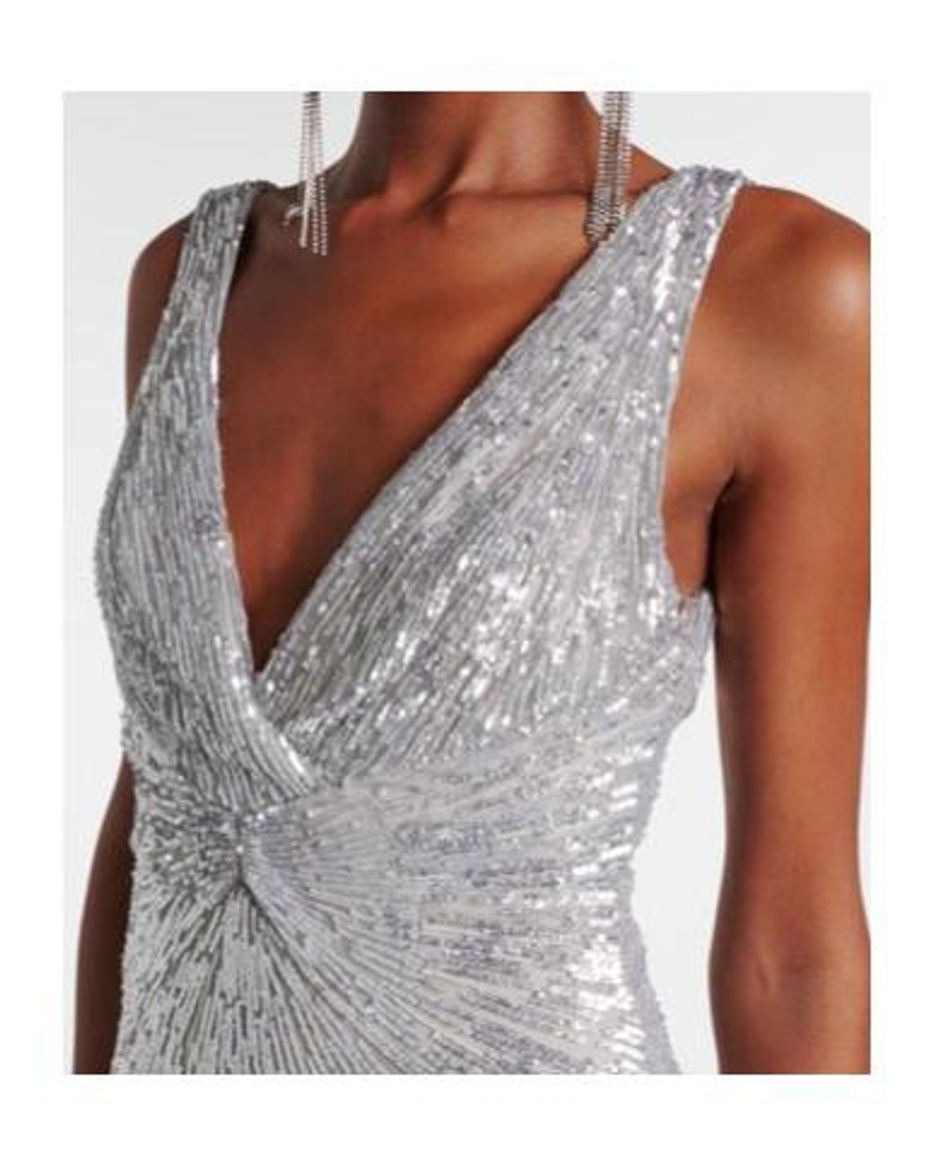 Monique Lhuillier Gray Sequined Tulle Gown