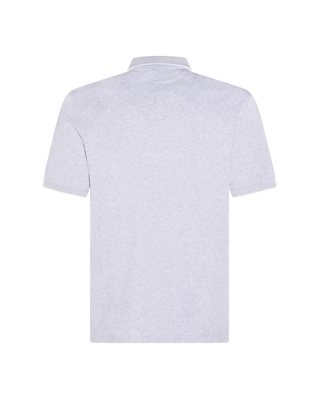 Brunello Cucinelli White Logo Embroidered Short-Sleeved Polo Shirt for men