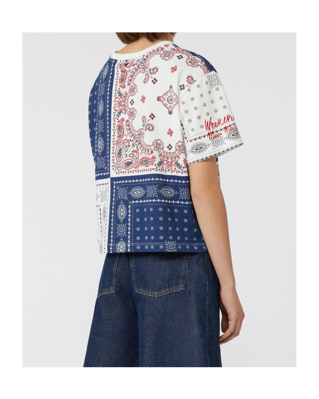 Weekend by Maxmara White Acline Printed Organic Cotton T Shirt