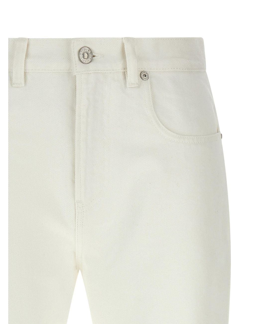 Victoria Beckham White High-Waist Cropped Jeans