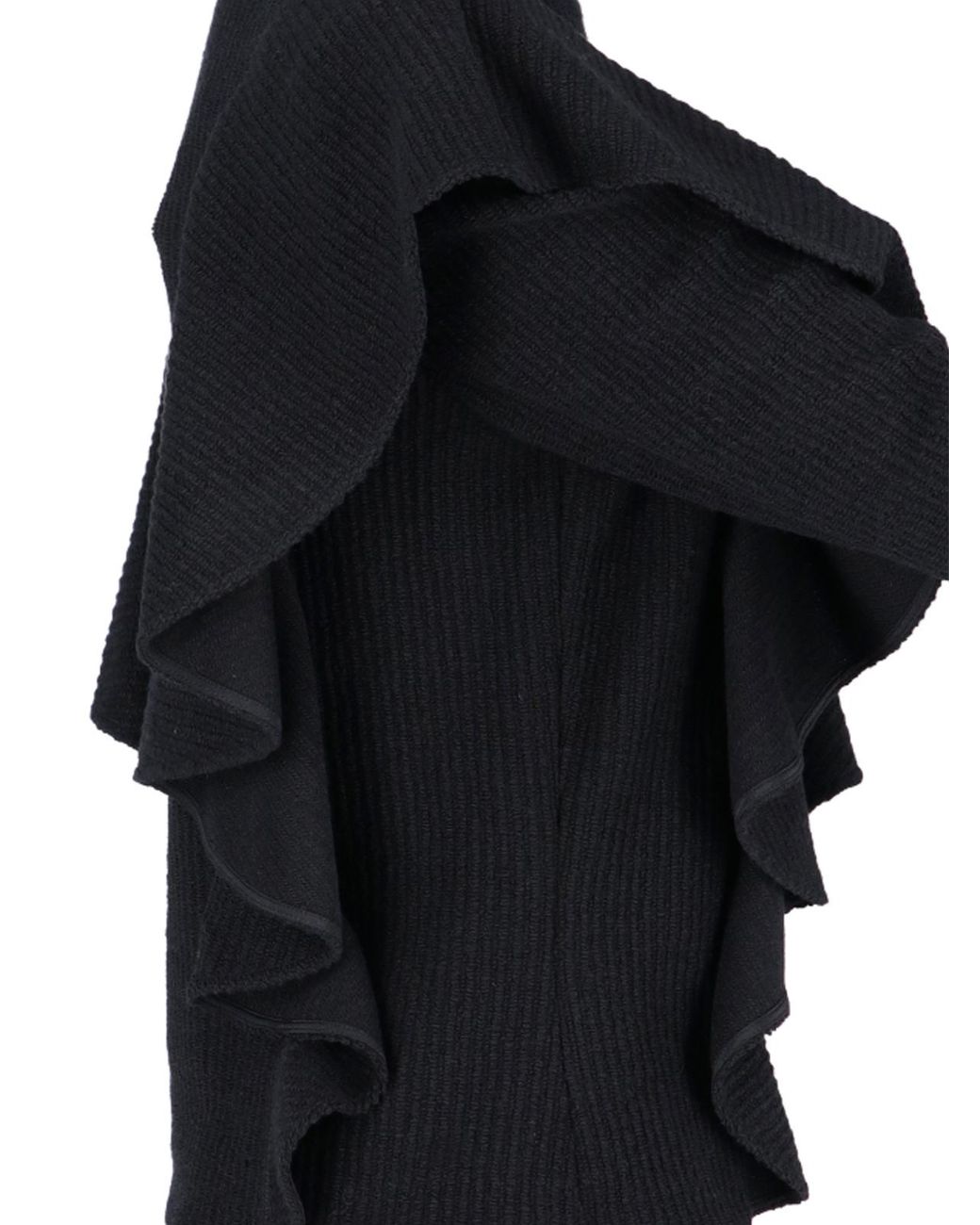 Chloé Black Ruffled Turtleneck Wool Sweater