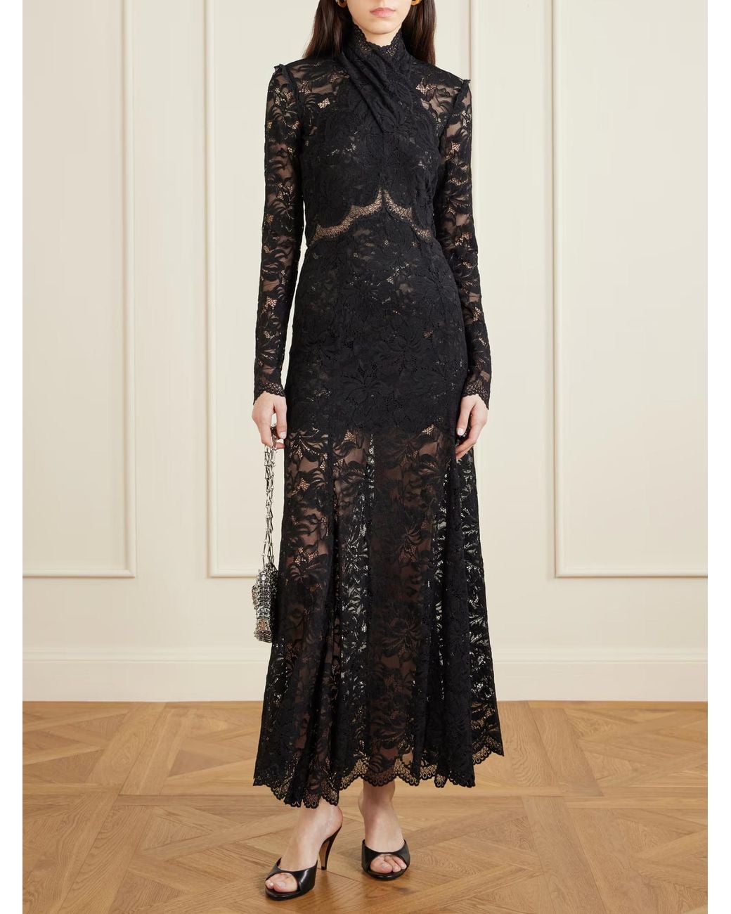Rabanne Black Rabanne Robe Laced Midi Dress