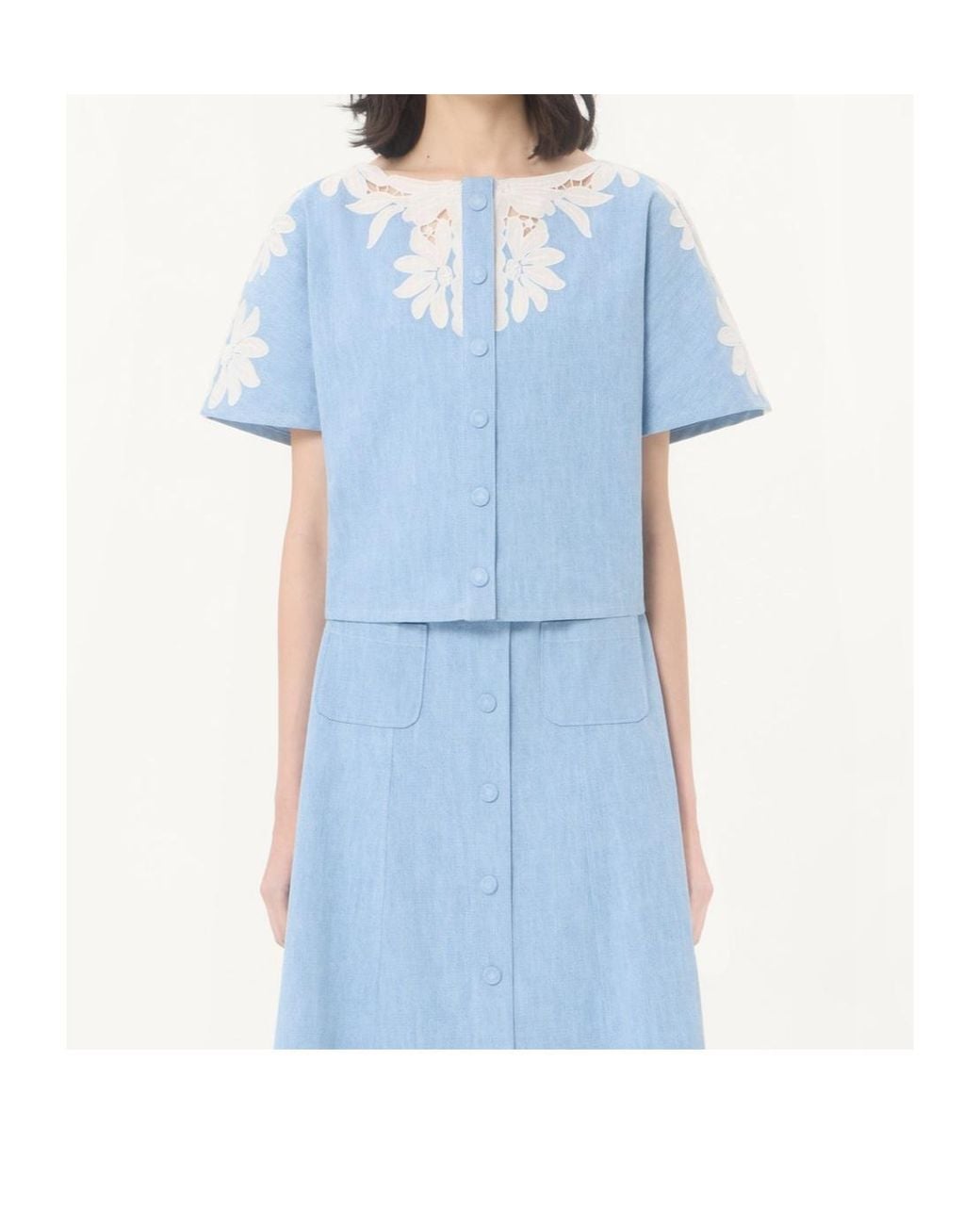 Valentino Blue Light Embroidered Denim Shirt
