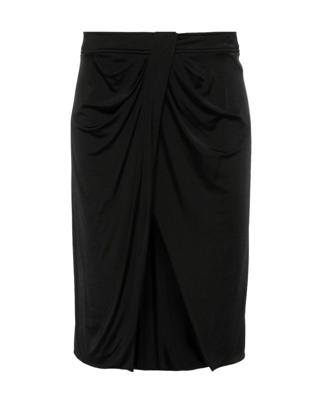 Tom Ford Black Lustrous Jersey Wrap Draped Skirt