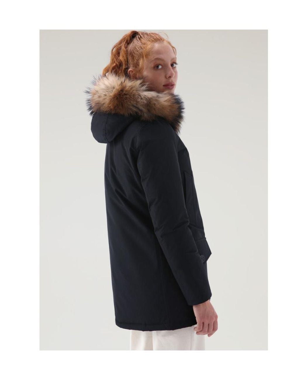 Woolrich Black Arctic Hooded Buttoned Jacket