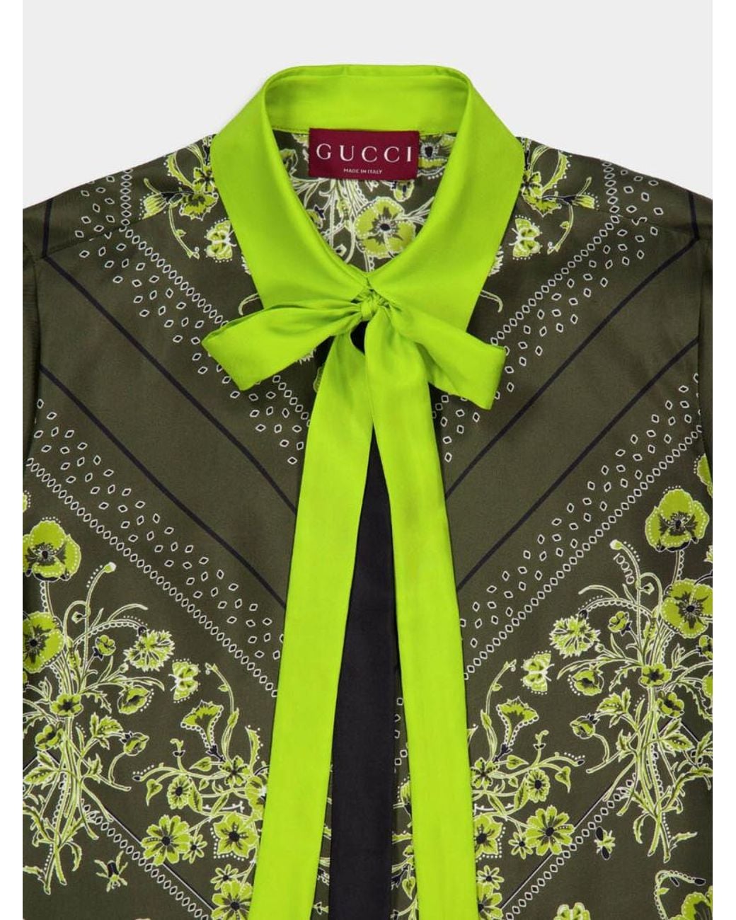 Gucci Green Printed Silk Twill Shirt