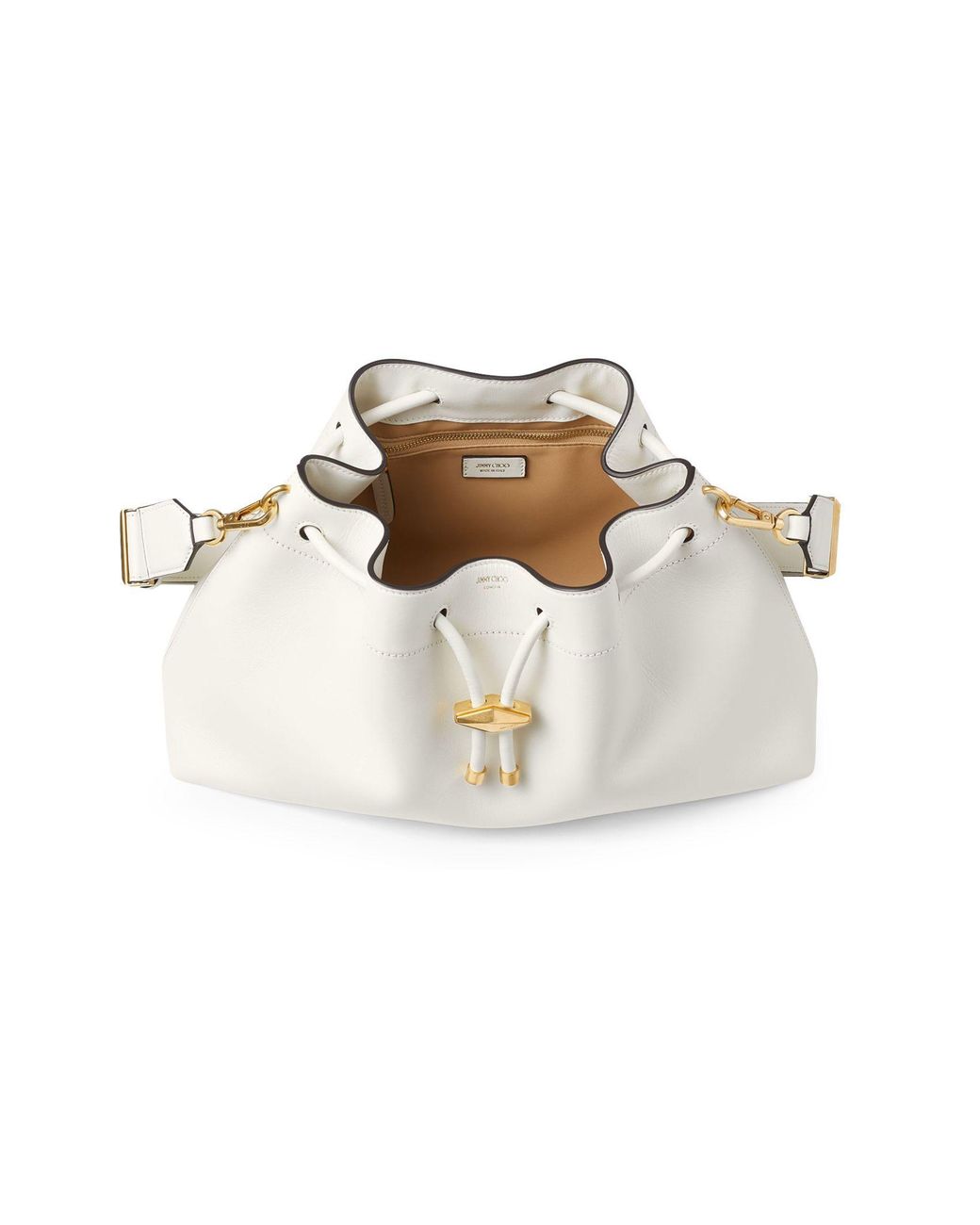 Jimmy Choo White Drawstring Shoulder Bag