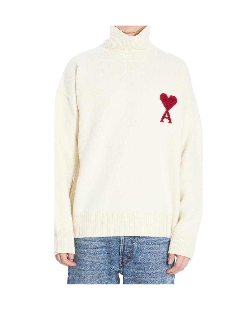 AMI White Ami Ami De Cœur Intarsia Turtleneck Sweater for men