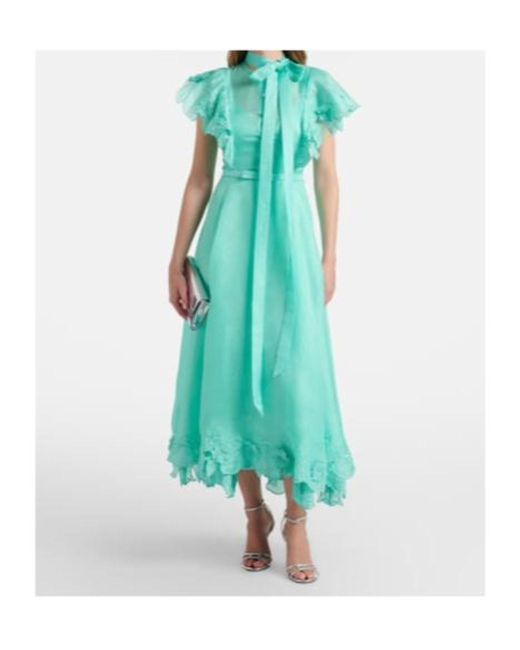 Leo Green Elsie Tie-Neck Linen And Silk Maxi Dress