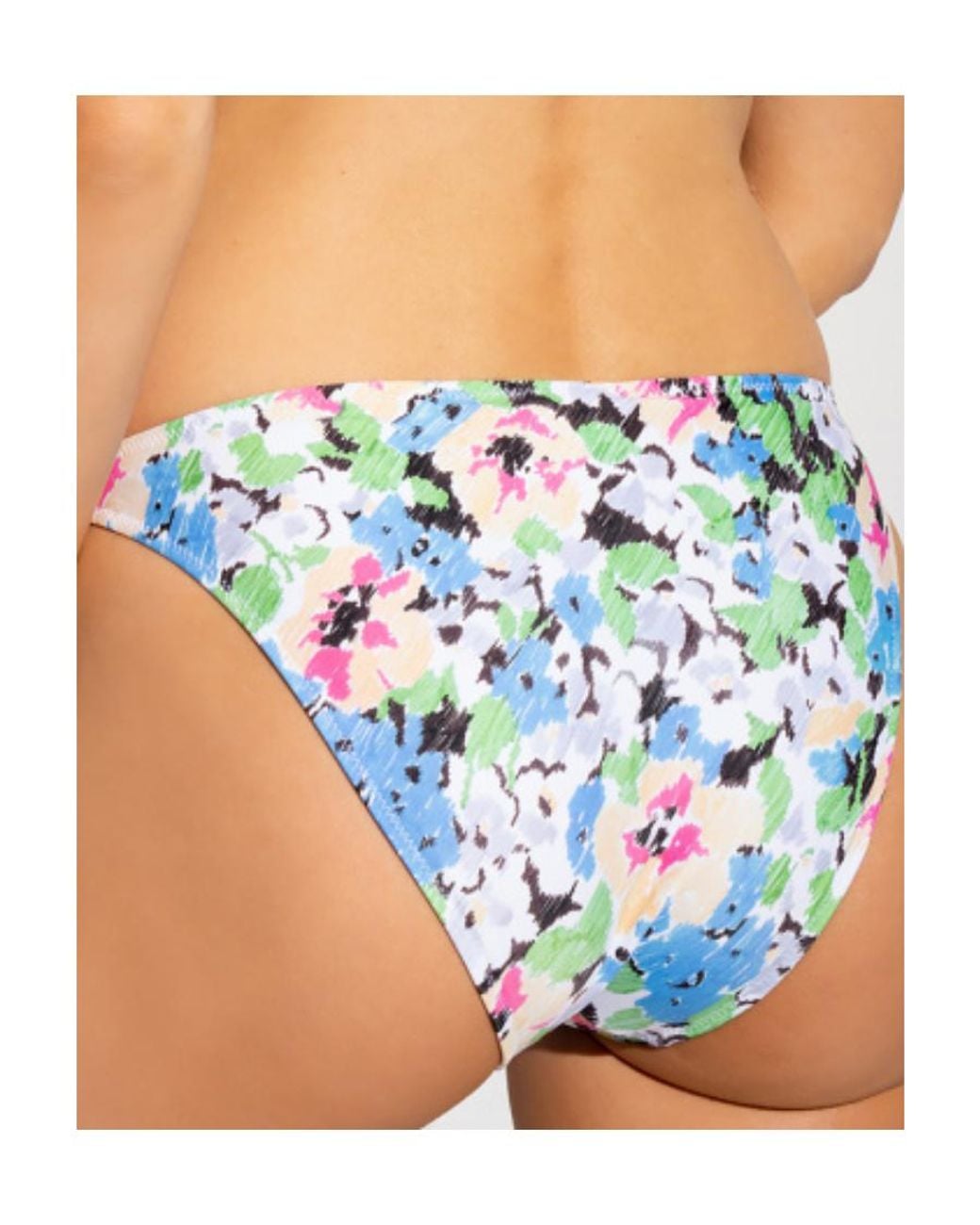 Ganni Blue Floral Pattern Stretched Bikini Bottoms