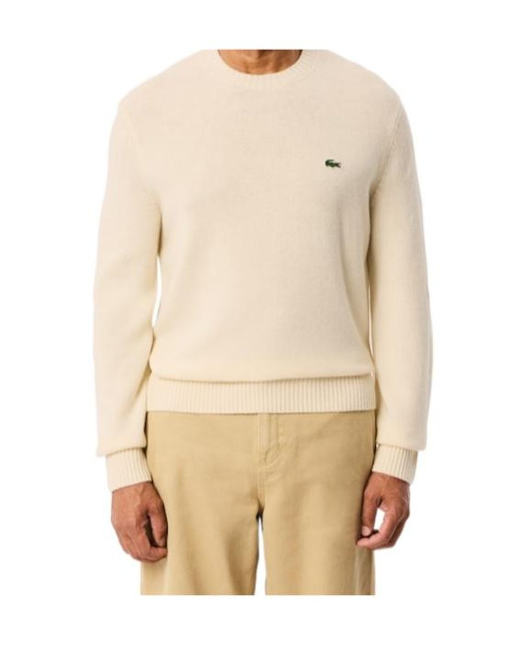 Lacoste Natural Logo Patch Crewneck Jumper for men