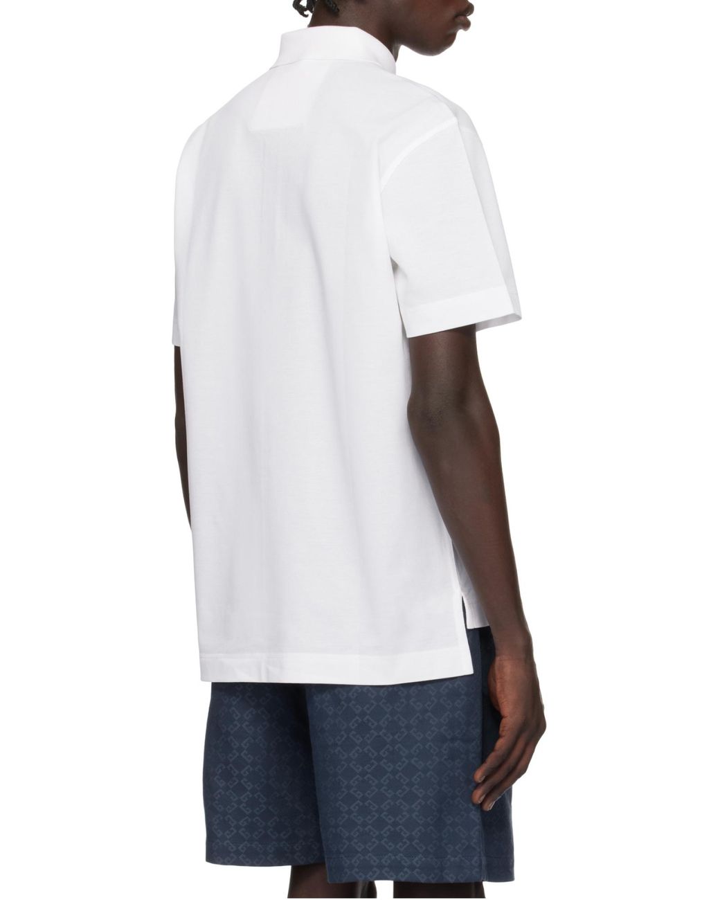 Givenchy White 4G Embroidered Short-Sleeved Polo Shirt for men
