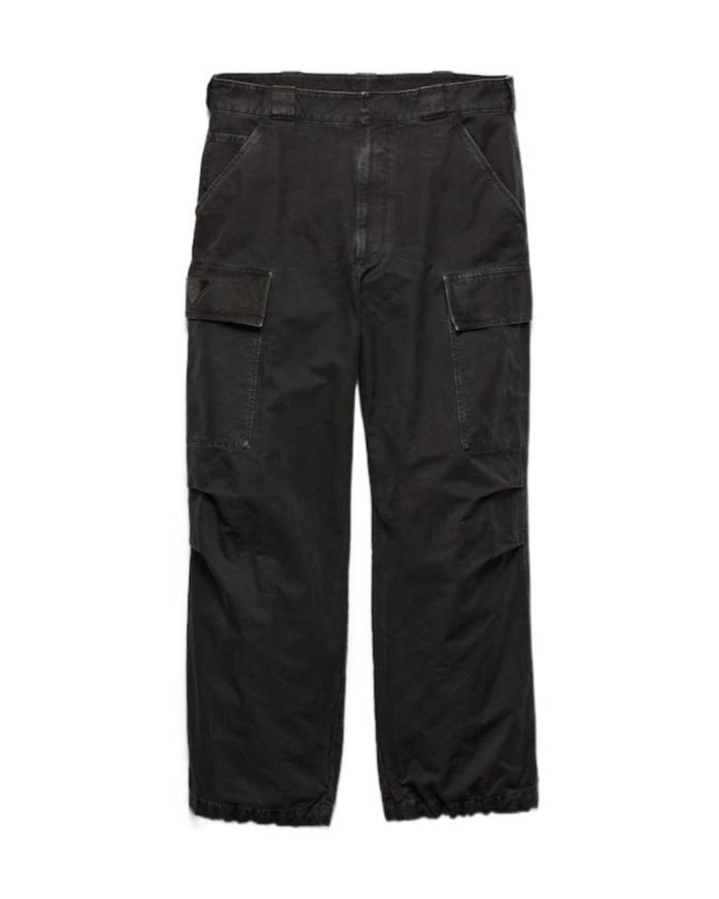 Prada Garment-Dyed Cargo Trousers in Black for Men | Lyst
